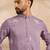 Men lavender silk blend solid embroidered straight kurta sets