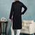 Men navy blue viscose rayon solid embroidered straight kurta