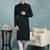 Men green viscose rayon solid embroidered straight kurta