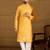 Men yellow cotton batik embroidered straight kurta with trouser