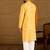 Men yellow cotton batik embroidered straight kurta with trouser