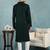 Men green viscose rayon solid embroidered straight kurta
