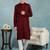 Men maroon viscose rayon solid embroidered straight kurta