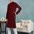 Men maroon viscose rayon solid embroidered straight kurta