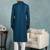 Men teal viscose rayon solid embroidered straight kurta