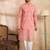 Men pink cotton solid embroidered straight kurta sets