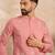 Men pink cotton solid embroidered straight kurta sets