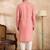 Men pink cotton solid embroidered straight kurta sets