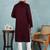 Men wine viscose rayon solid embroidered straight kurta