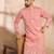 Men pink cotton solid embroidered straight kurta sets