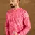 Men pink cotton batik embroidered straight kurta with trouser