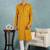 Men yellow viscose rayon solid embroidered straight kurta