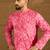 Men pink cotton batik embroidered straight kurta with trouser
