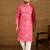 Men pink cotton batik embroidered straight kurta with trouser
