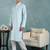 Men blue viscose rayon dyed embroidered straight kurta