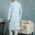 Men blue viscose rayon dyed embroidered straight kurta