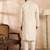 Men white silk blend solid embroidered straight kurta sets