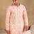 Men orange viscose rayon geometric embroidered straight kurta