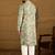 Men sea green cotton batik embroidered straight kurta with trouser