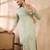 Men olive silk blend solid embroidered straight kurta sets