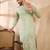 Men olive silk blend solid embroidered straight kurta sets