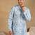 Men grey viscose rayon abstract embroidered straight kurta