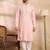 Men pink silk geometric embroidered straight kurta sets
