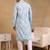 Men grey viscose rayon abstract embroidered straight kurta
