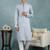 Men blue viscose rayon abstract embroidered straight kurta