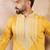 Men yellow silk blend geometric embroidered straight kurta sets