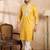 Men yellow silk blend geometric embroidered straight kurta sets
