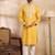 Men yellow silk blend geometric embroidered straight kurta sets