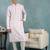 Men pink viscose rayon floral embroidered straight kurta