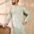 Men green silk blend geometric embroidered straight kurta sets