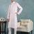 Men pink viscose rayon floral embroidered straight kurta