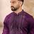Men purple silk blend geometric embroidered straight kurta sets