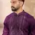 Men purple silk blend geometric embroidered straight kurta sets