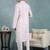 Men pink viscose rayon floral embroidered straight kurta