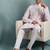Men pink viscose rayon floral embroidered straight kurta