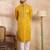 Men yellow silk blend geometric embroidered straight kurta sets
