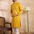 Men yellow silk blend geometric embroidered straight kurta sets