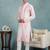 Men peach viscose rayon floral embroidered straight kurta