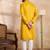 Men yellow silk blend geometric embroidered straight kurta sets