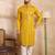 Men yellow silk blend geometric embroidered straight kurta sets