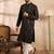 Men black silk blend geometric embroidered straight kurta sets