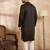 Men black silk blend geometric embroidered straight kurta sets