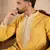 Men yellow silk blend solid embroidered straight kurta sets