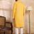 Men yellow silk blend solid embroidered straight kurta sets