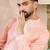 Men pink silk blend ethnic motifs embroidered straight kurta with trouser