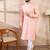Men pink silk blend ethnic motifs embroidered straight kurta with trouser